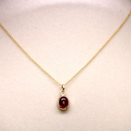Solid 14K Gold Ruby Pendant Necklace