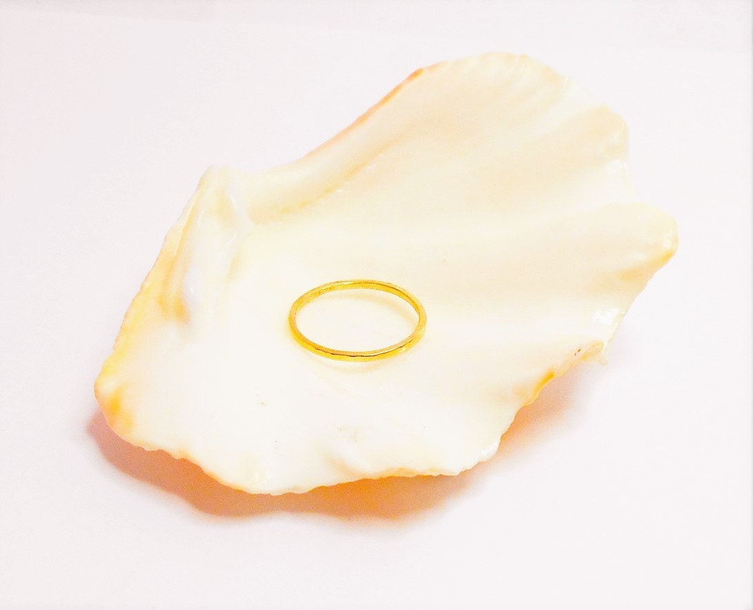 Solid 14k Yellow Gold Ring: Minimalist Stacking Band
