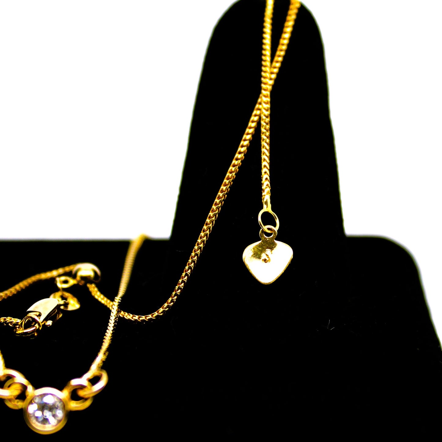 Solid 14k Gold Natural Diamond Solitaire Necklace: Adjustable Chain
