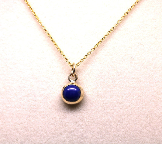 14K Gold Lapis Lazuli Necklace/Optional Birthstone Accent/Gold Chain/Personalized Jewelry