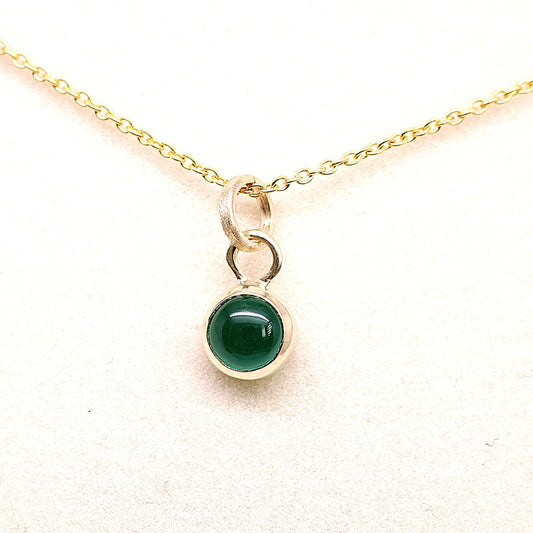14K Solid Gold Emerald Necklace/Custom Birthstone Accent/Optional Gold Chain/Personalized Jewelry Gift