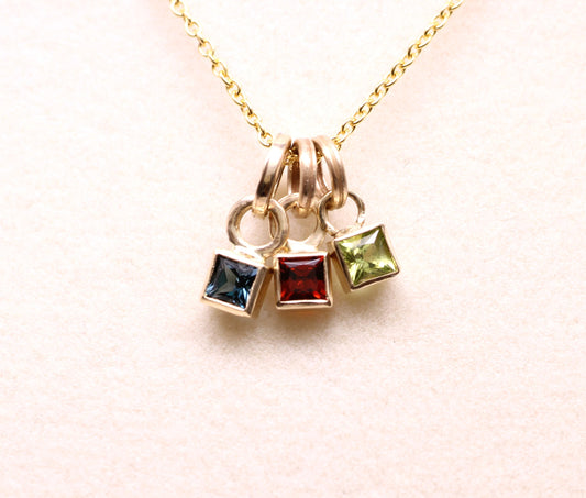 14K Solid Gold Sunstone Necklace/Custom Birthstone Accent/Optional Gold Chain/Personalized Jewelry Gift