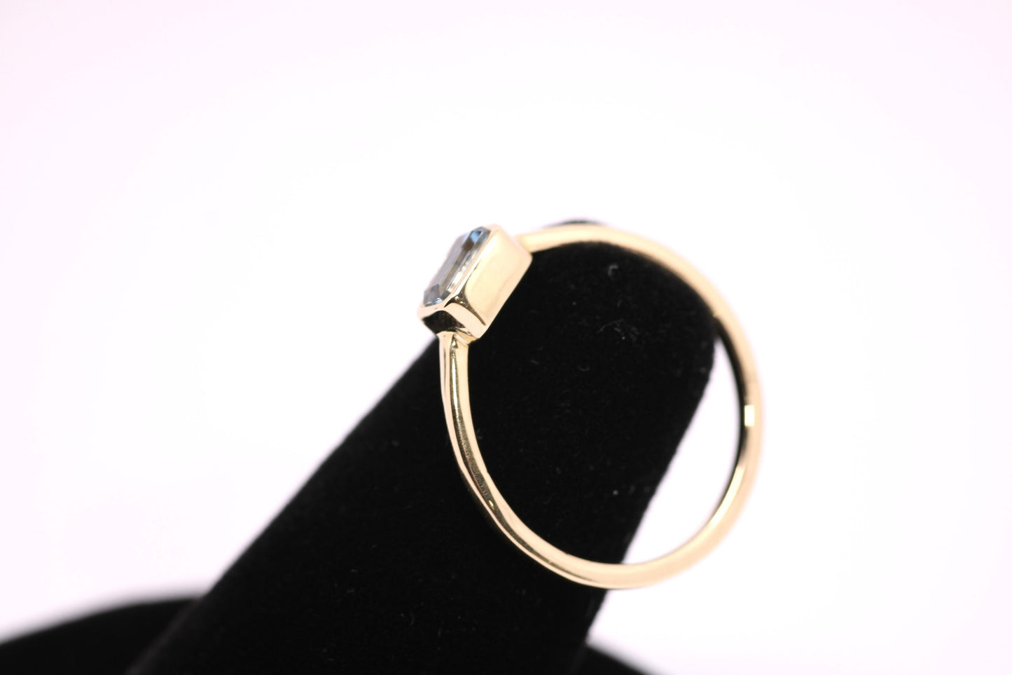 14k Gold Aquamarine Ring: Emerald Cut March Birthstone