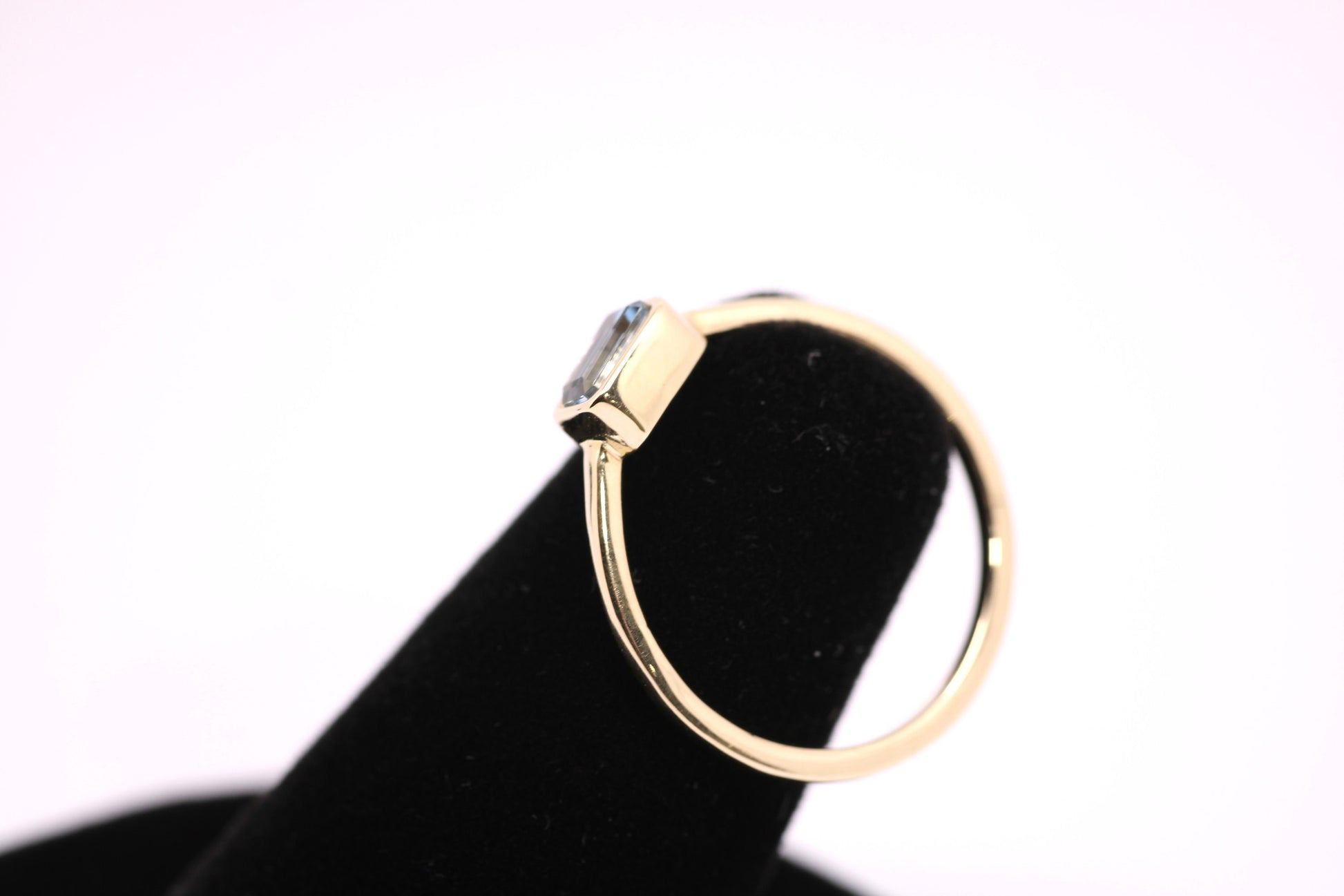 14k Gold Aquamarine Ring: Emerald Cut March Birthstone