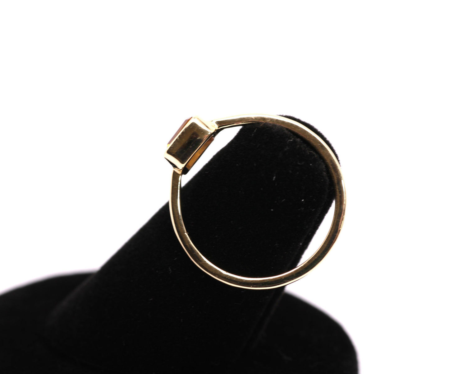 14k Gold Citrine Ring: Emerald Cut November Birthstone
