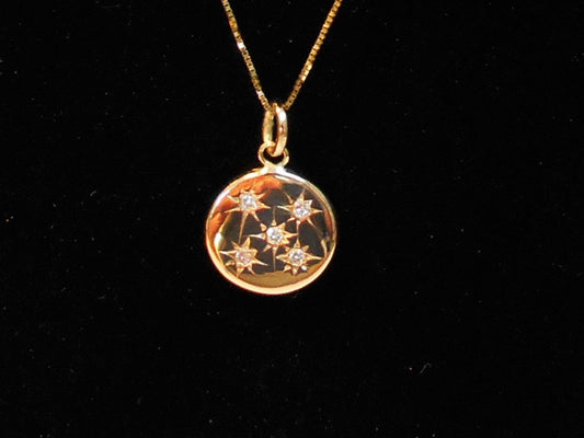 14k Gold Diamond Pendant Necklace: "Stars in the Sky" Design
