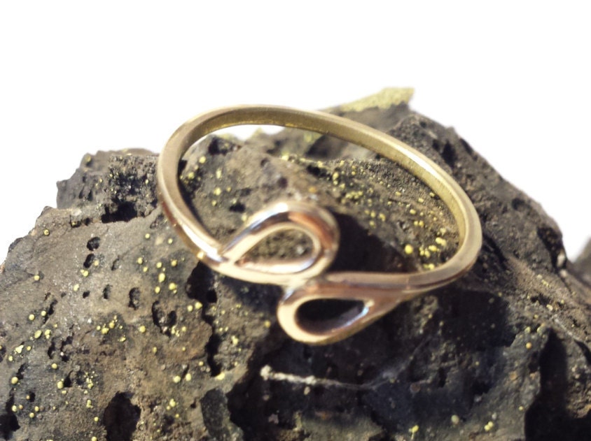 14k Gold Double Loop Ring: Minimalist Stacking Band