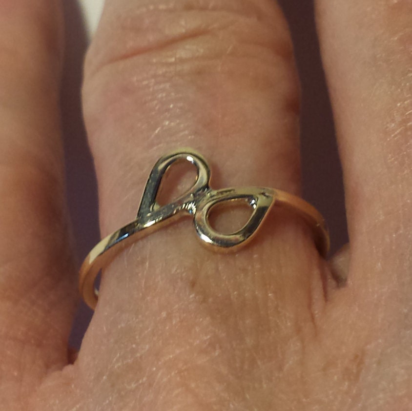 14k Gold Double Loop Ring: Minimalist Stacking Band