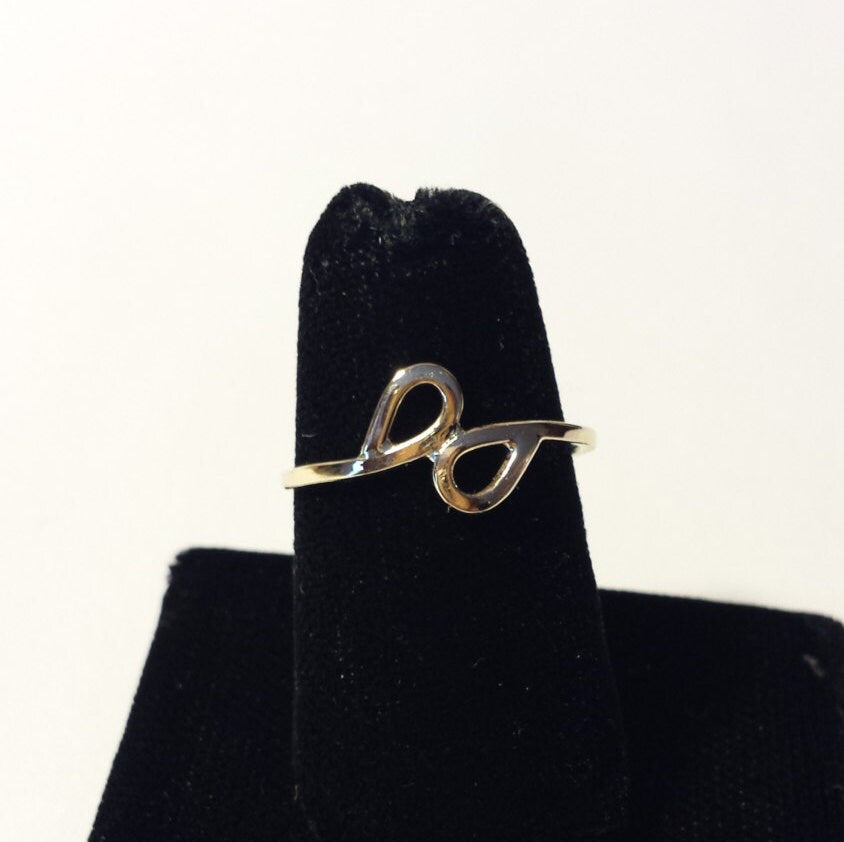 14k Gold Double Loop Ring: Minimalist Stacking Band