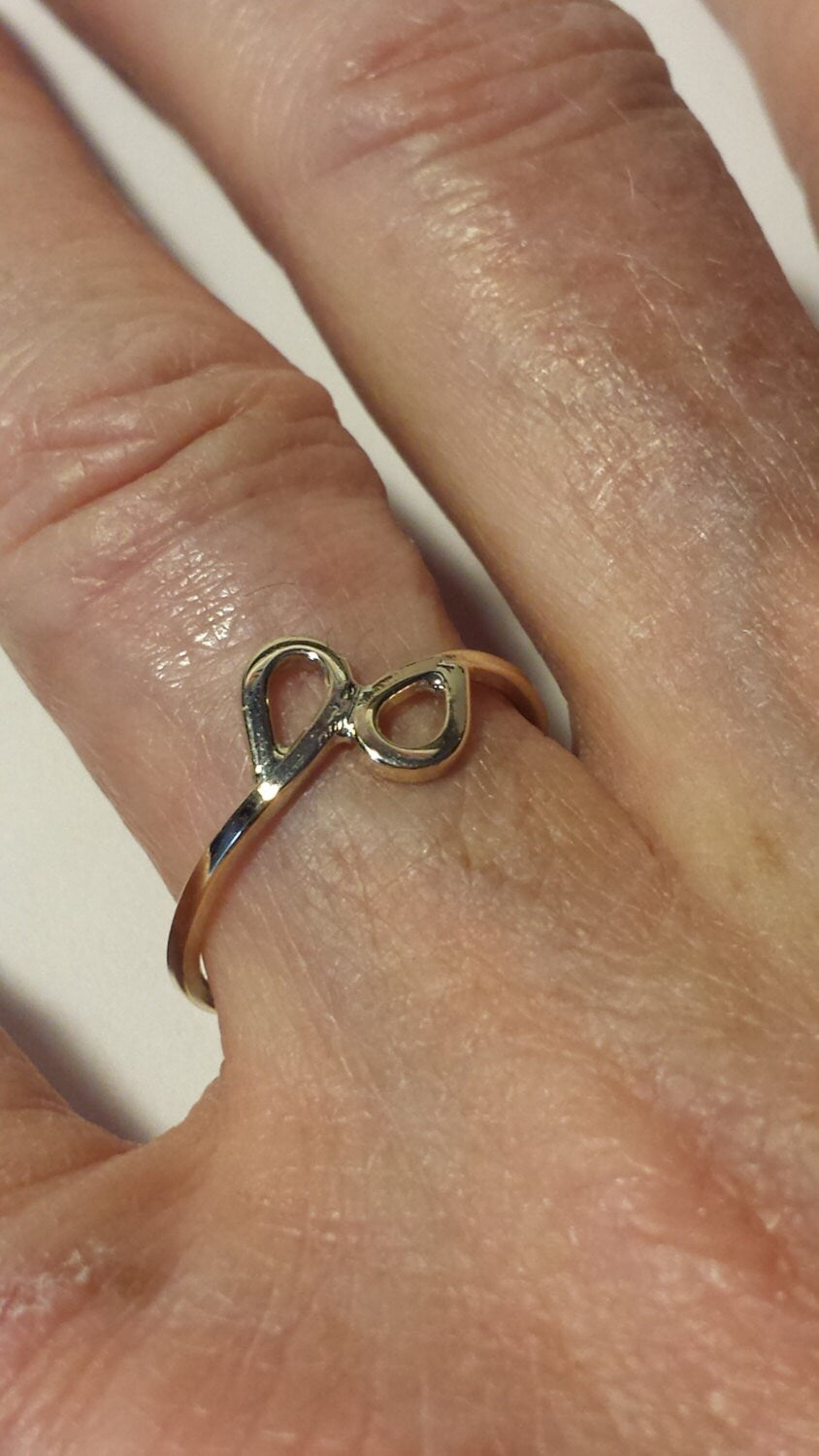 14k Gold Double Loop Ring: Minimalist Stacking Band