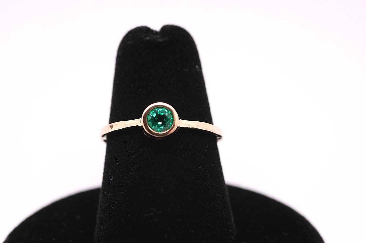 14k Gold Emerald Ring: Dainty May Birthstone Solitaire
