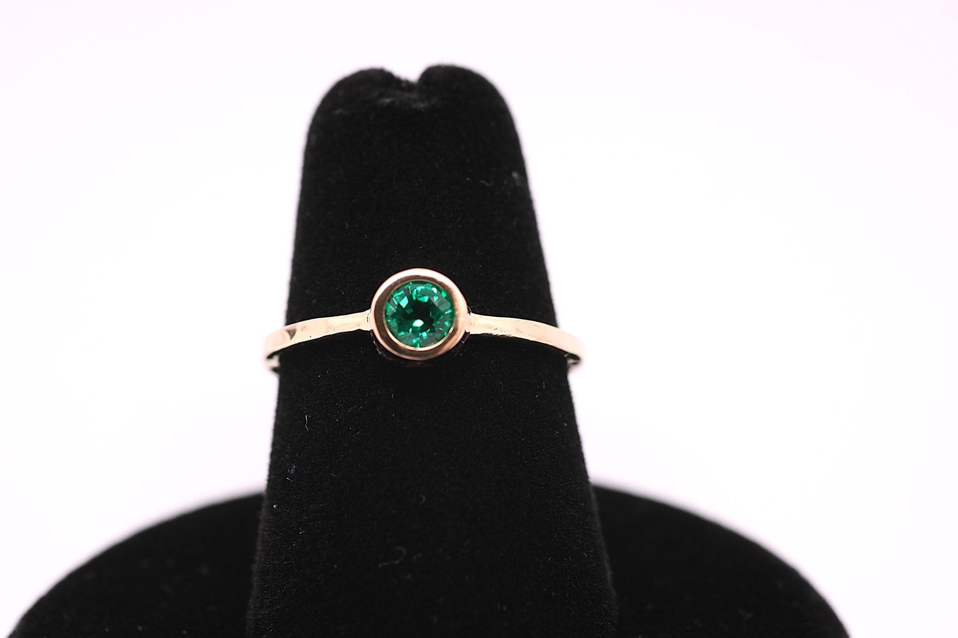 14k Gold Emerald Ring: Dainty May Birthstone Solitaire