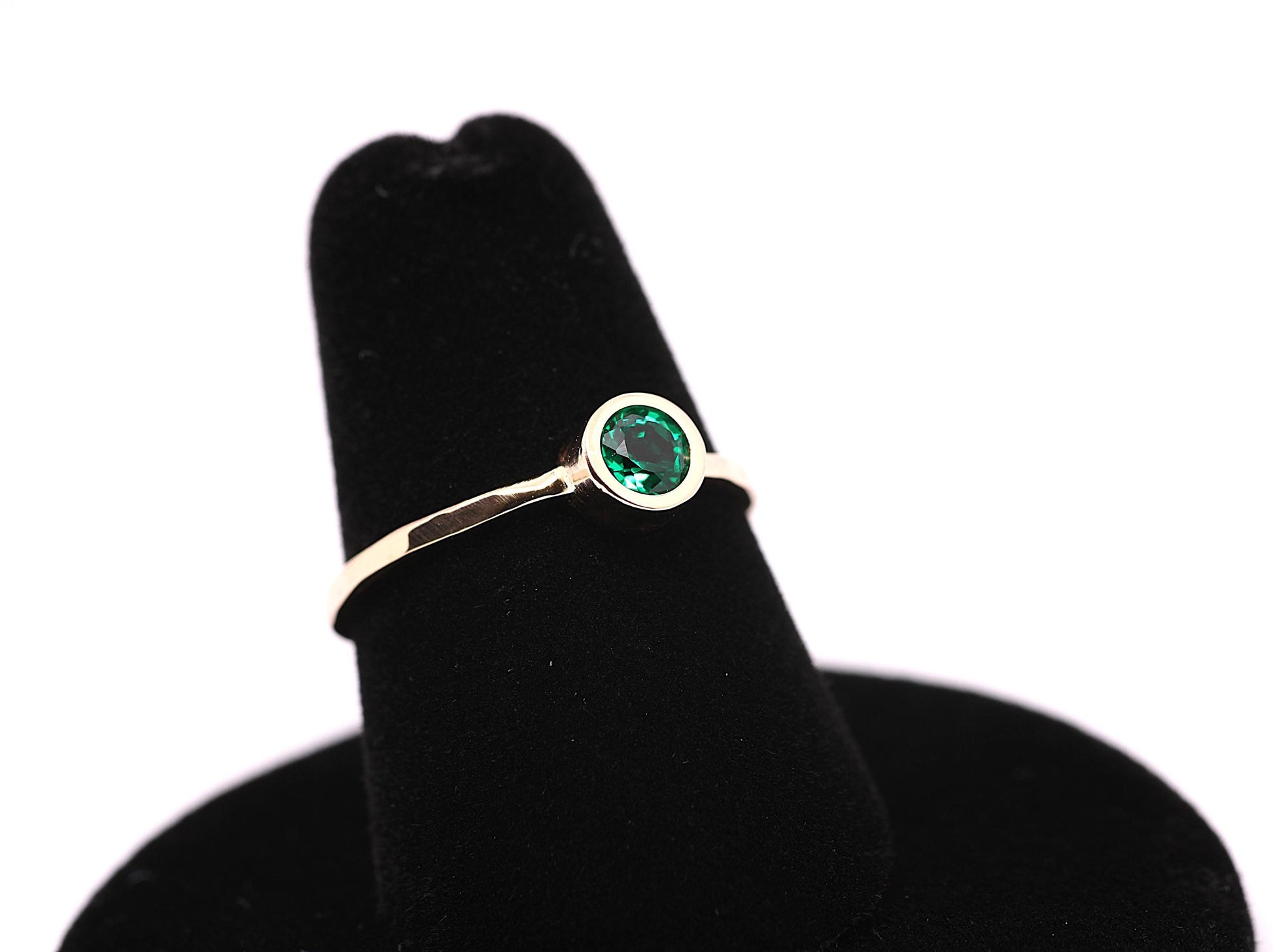 14k Gold Emerald Ring: Dainty May Birthstone Solitaire