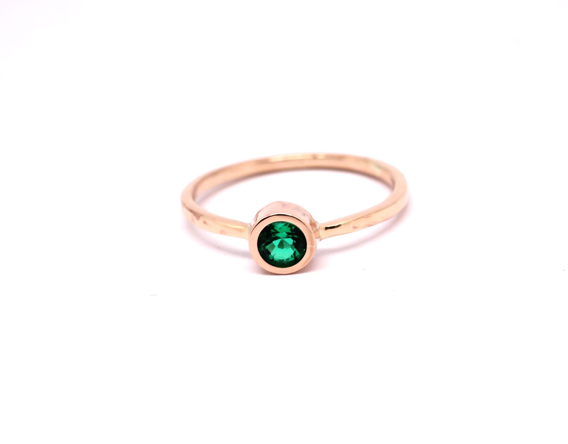 14k Gold Emerald Ring: Dainty May Birthstone Solitaire