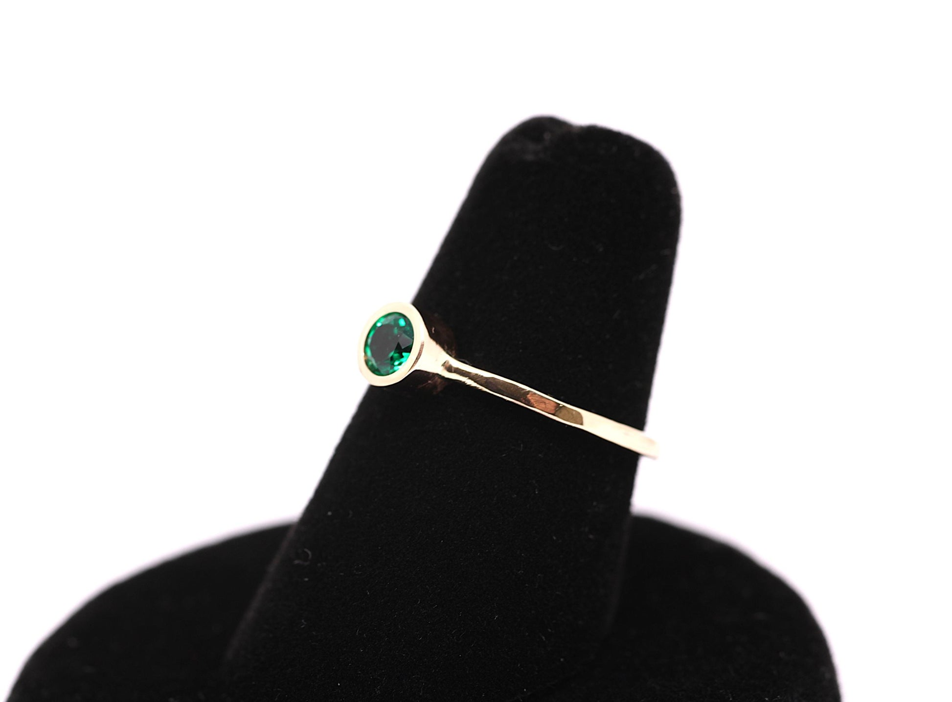 14k Gold Emerald Ring: Dainty May Birthstone Solitaire
