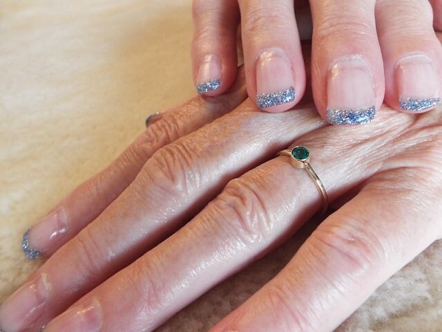 14k Gold Emerald Ring: Dainty May Birthstone Solitaire