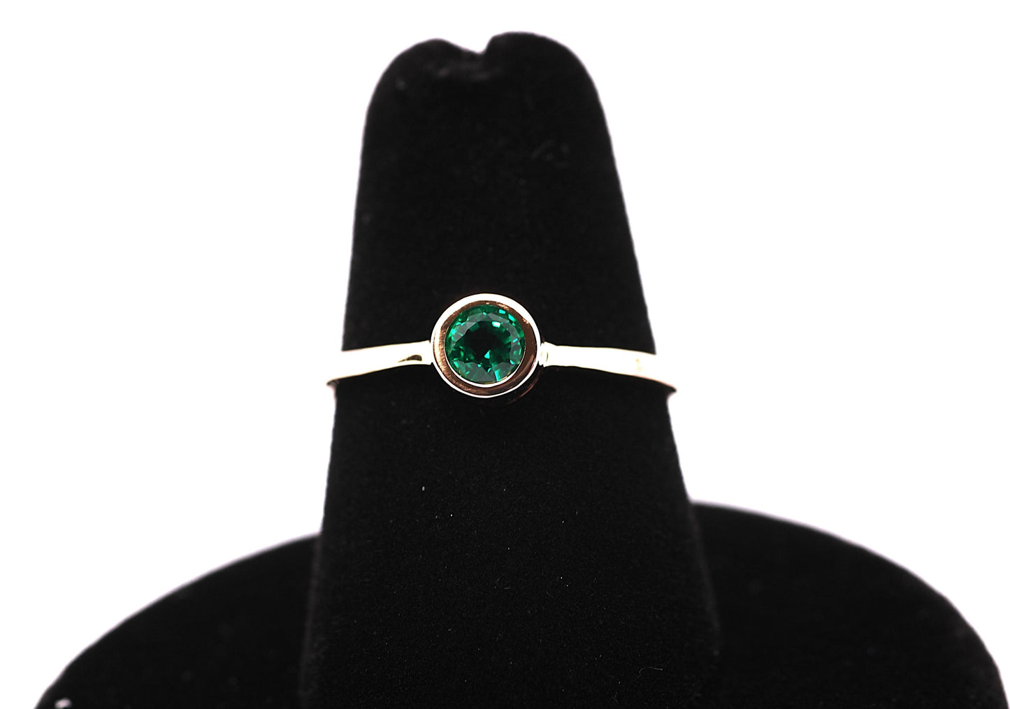 14k Gold Emerald Ring: Dainty May Birthstone Solitaire
