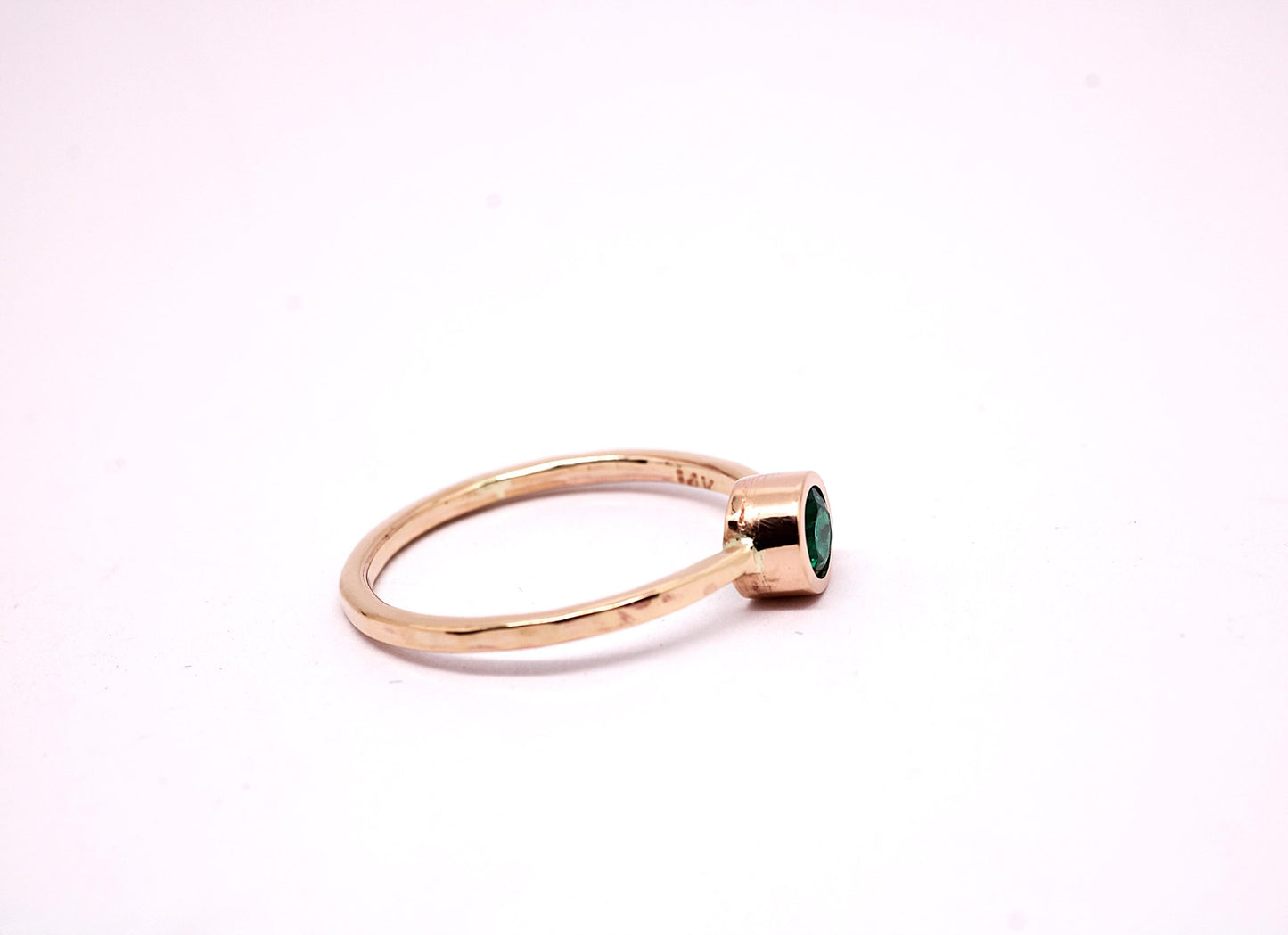 14k Gold Emerald Ring: Dainty May Birthstone Solitaire