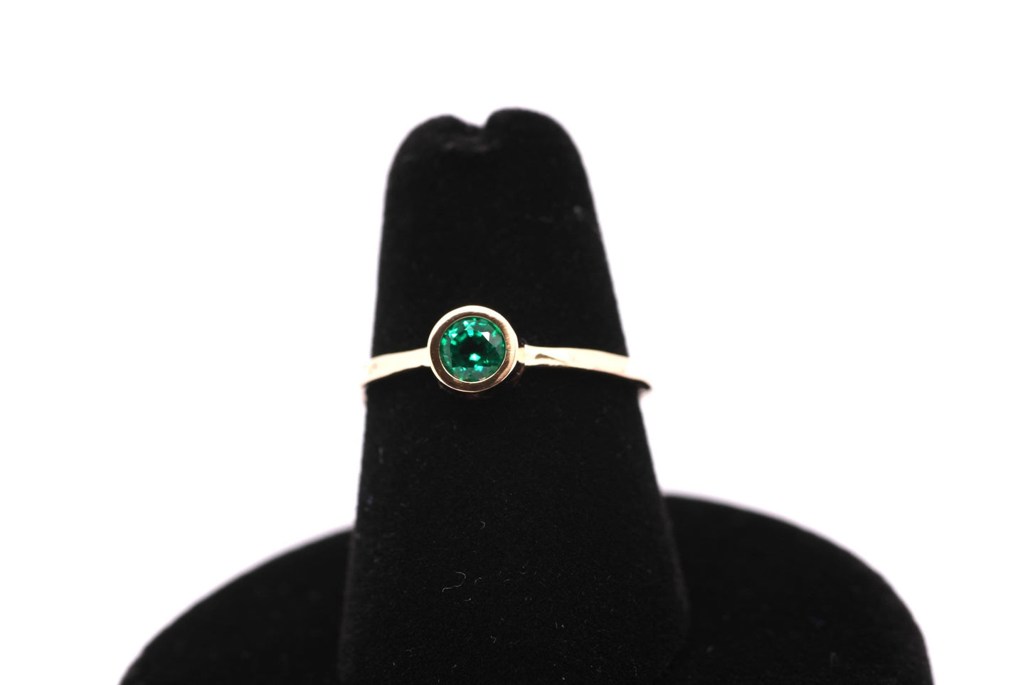 14k Gold Emerald Ring: Dainty May Birthstone Solitaire