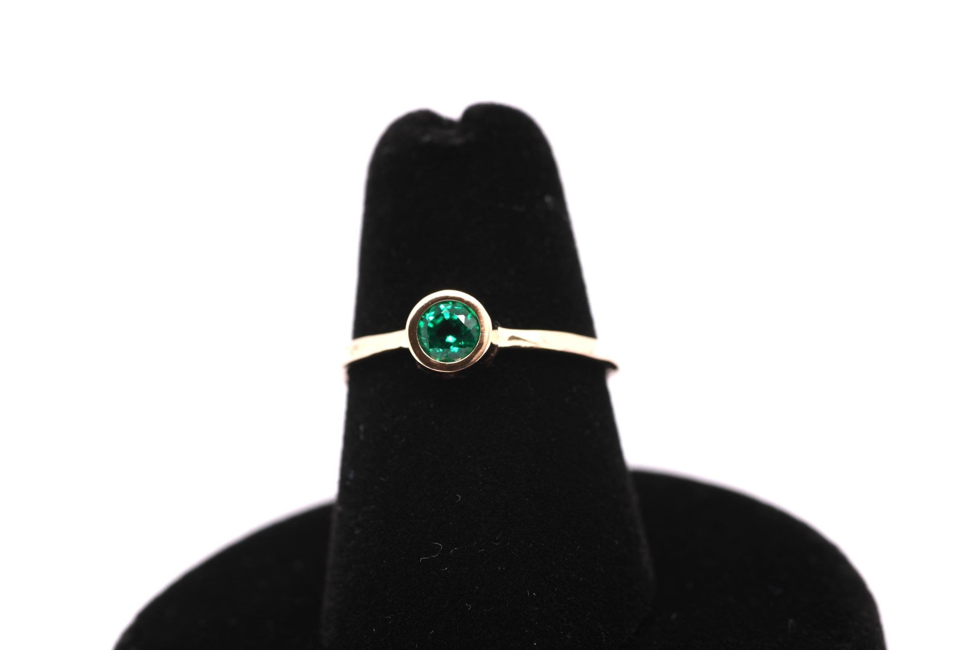 14k Gold Emerald Ring: Dainty May Birthstone Solitaire