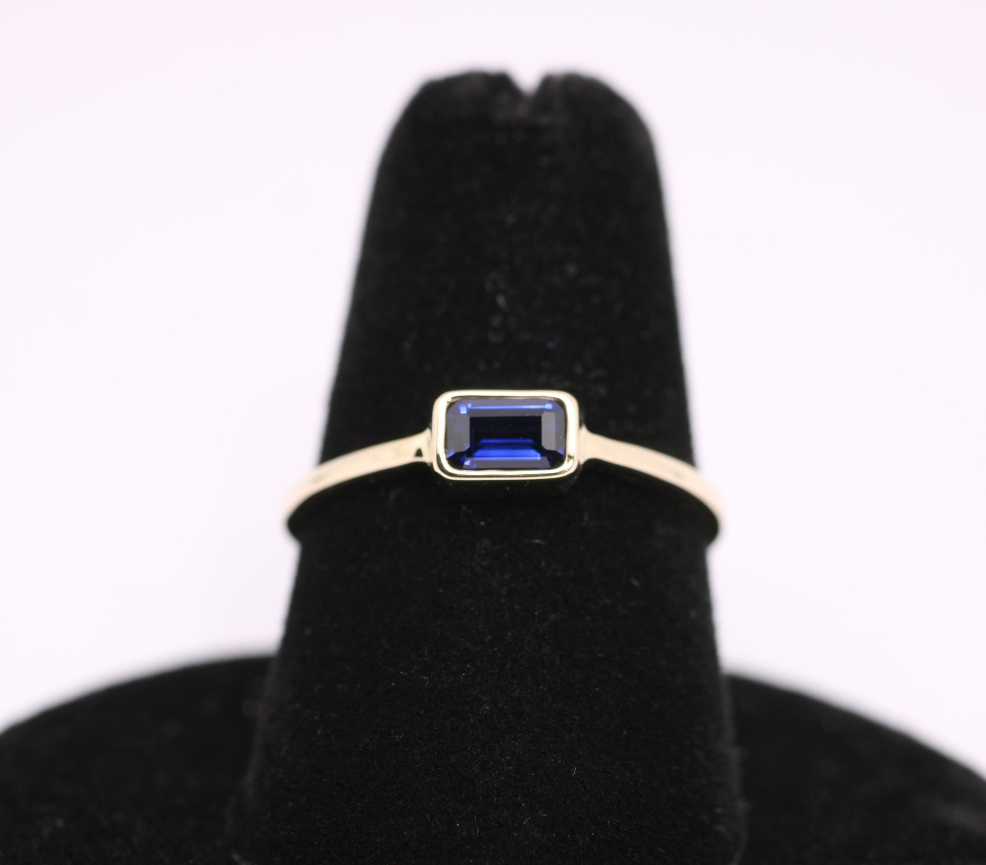 14k Gold Lab Sapphire Ring: September Birthstone Stacking Ring