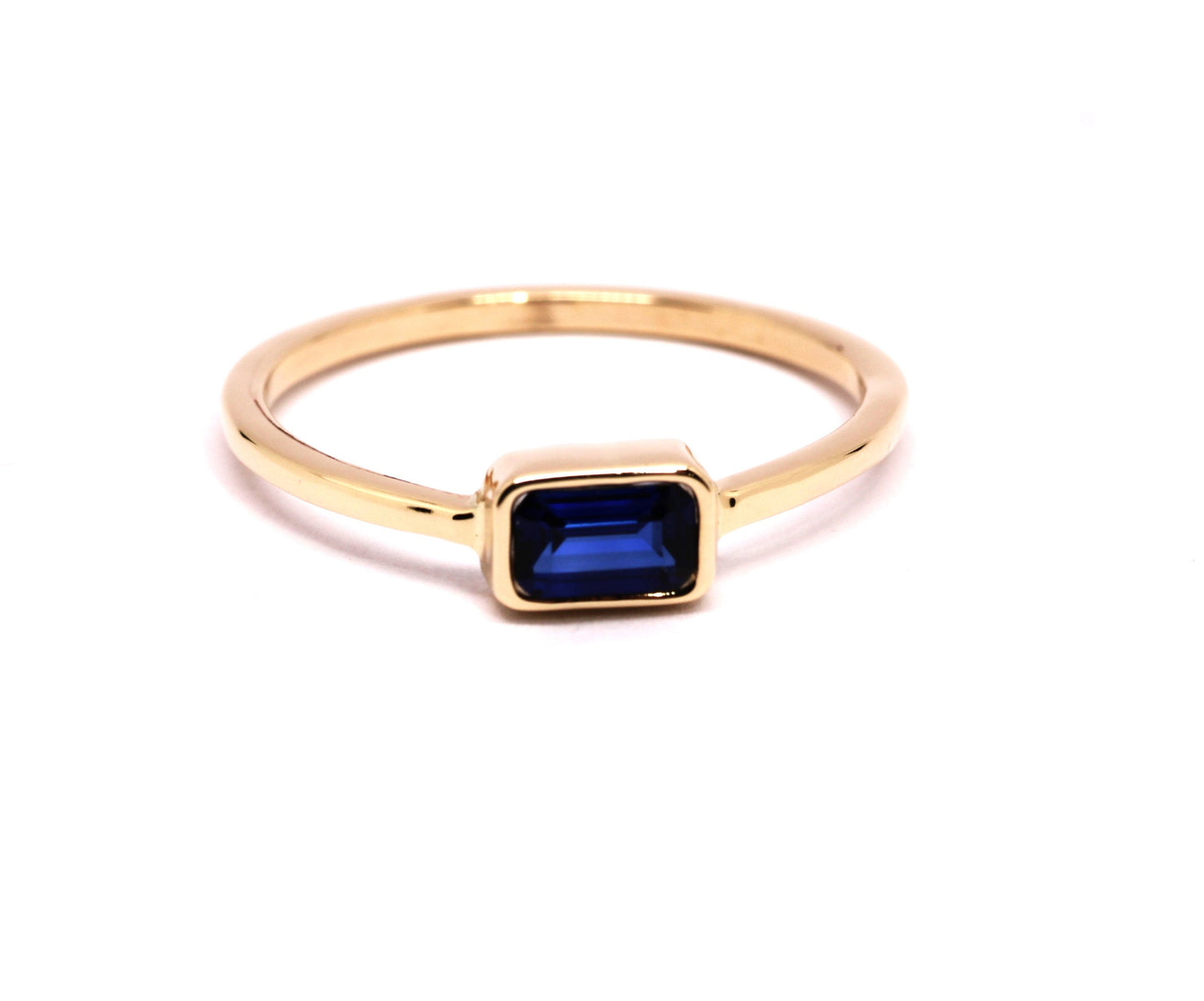 14k Gold Lab Sapphire Ring: September Birthstone Stacking Ring