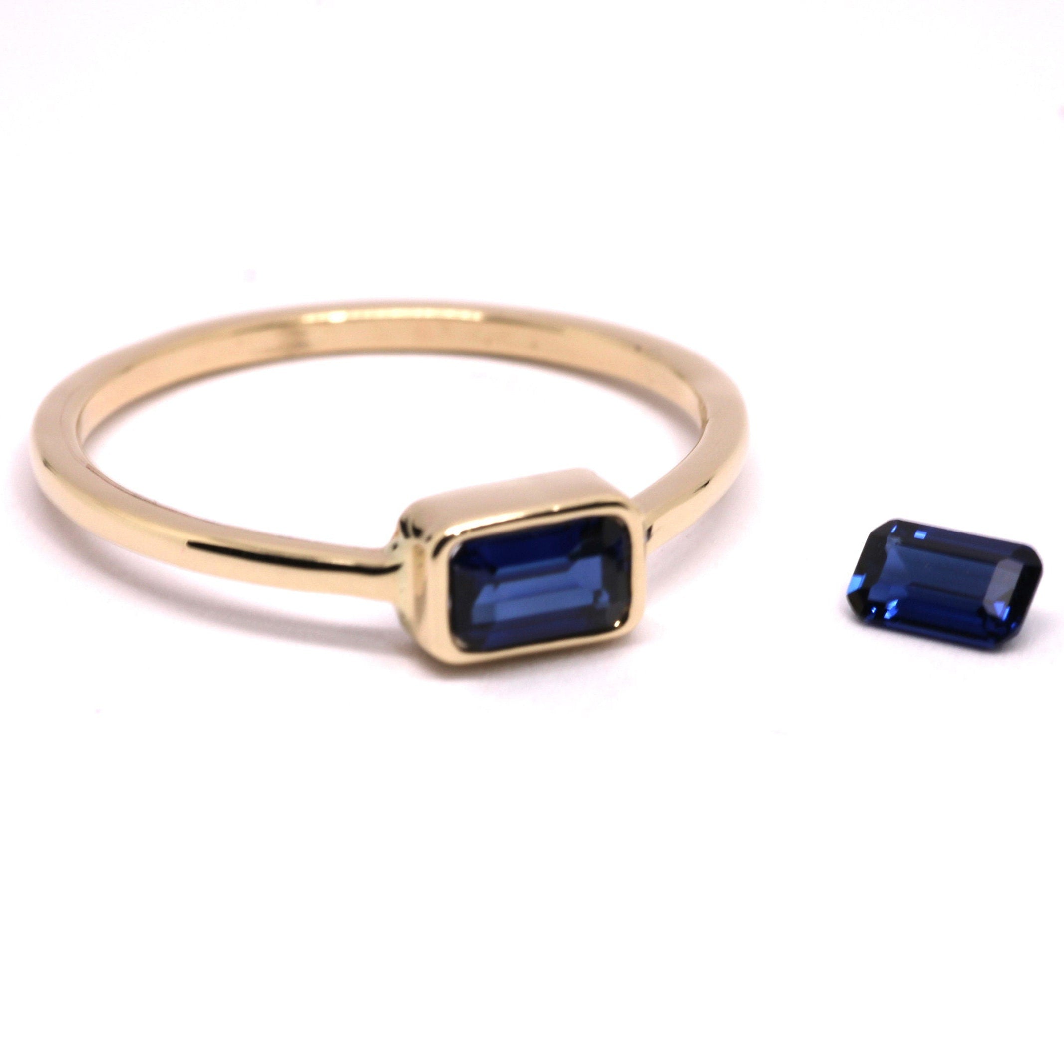 14K Gold Sapphire Ring | September Birthstone Stacking Ring – Fire and ...