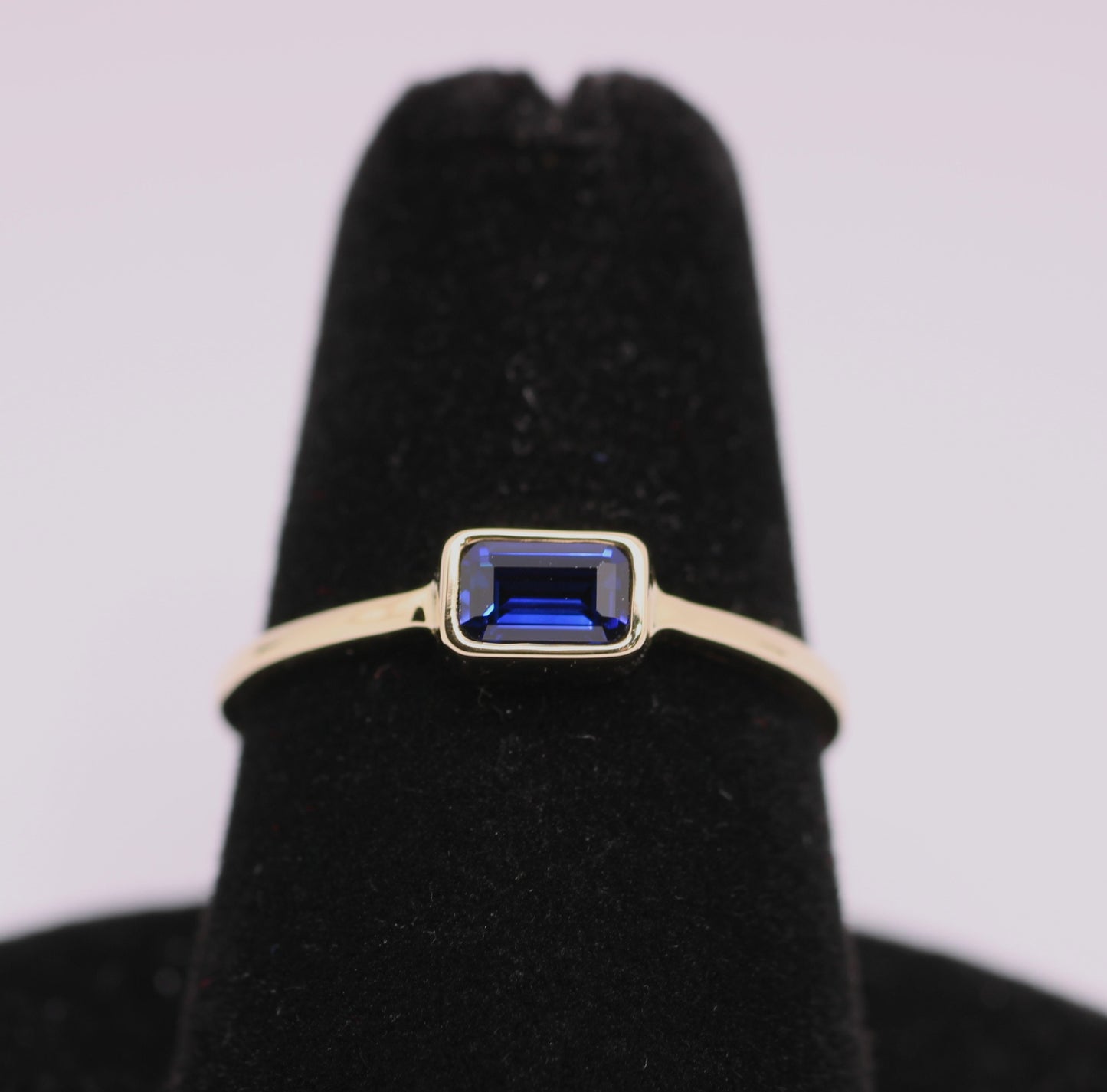 14k Gold Lab Sapphire Ring: September Birthstone Stacking Ring
