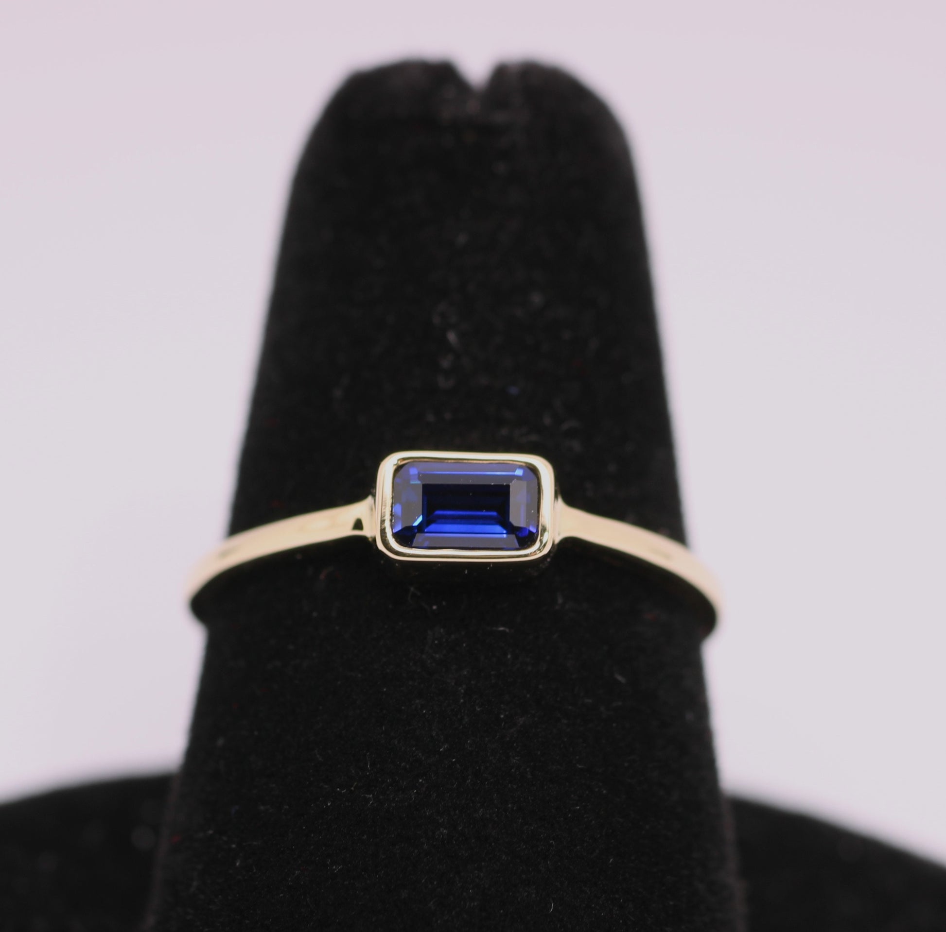 14k Gold Lab Sapphire Ring: September Birthstone Stacking Ring