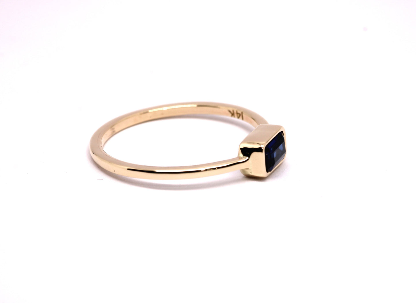 14k Gold Lab Sapphire Ring: September Birthstone Stacking Ring