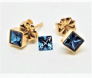 14k Gold London Blue Topaz Stud Earrings: December Birthstone