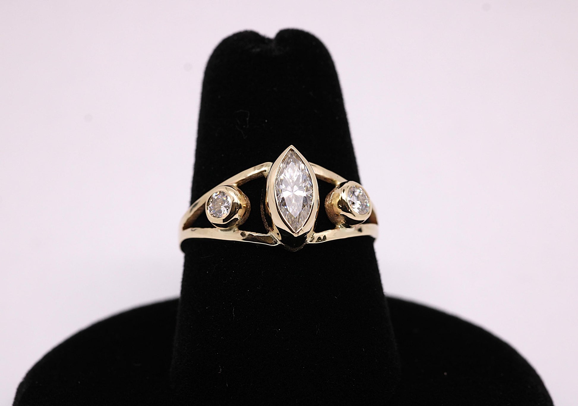 14k Gold Marquise Natural Diamond Engagement Ring: Split Band, .45ct TW