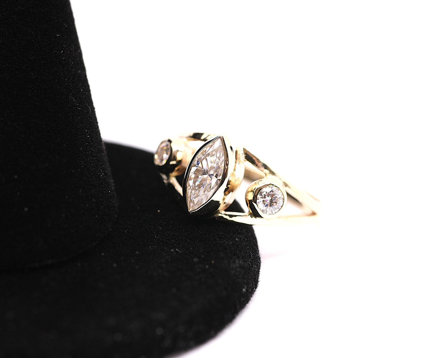 14k Gold Marquise Natural Diamond Engagement Ring: Split Band, .45ct TW