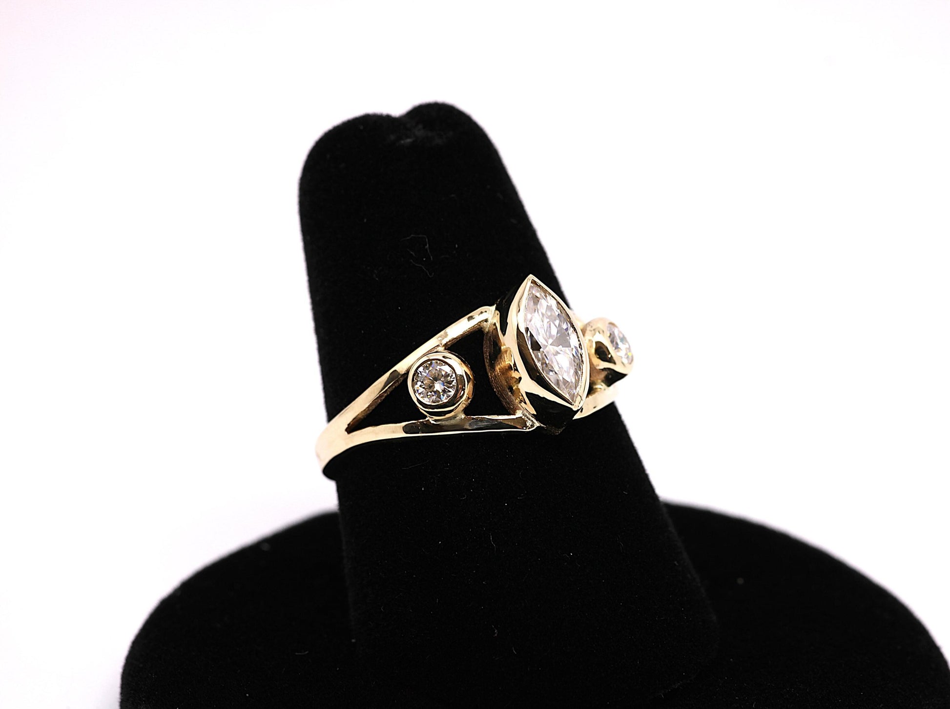 14k Gold Marquise Natural Diamond Engagement Ring: Split Band, .45ct TW