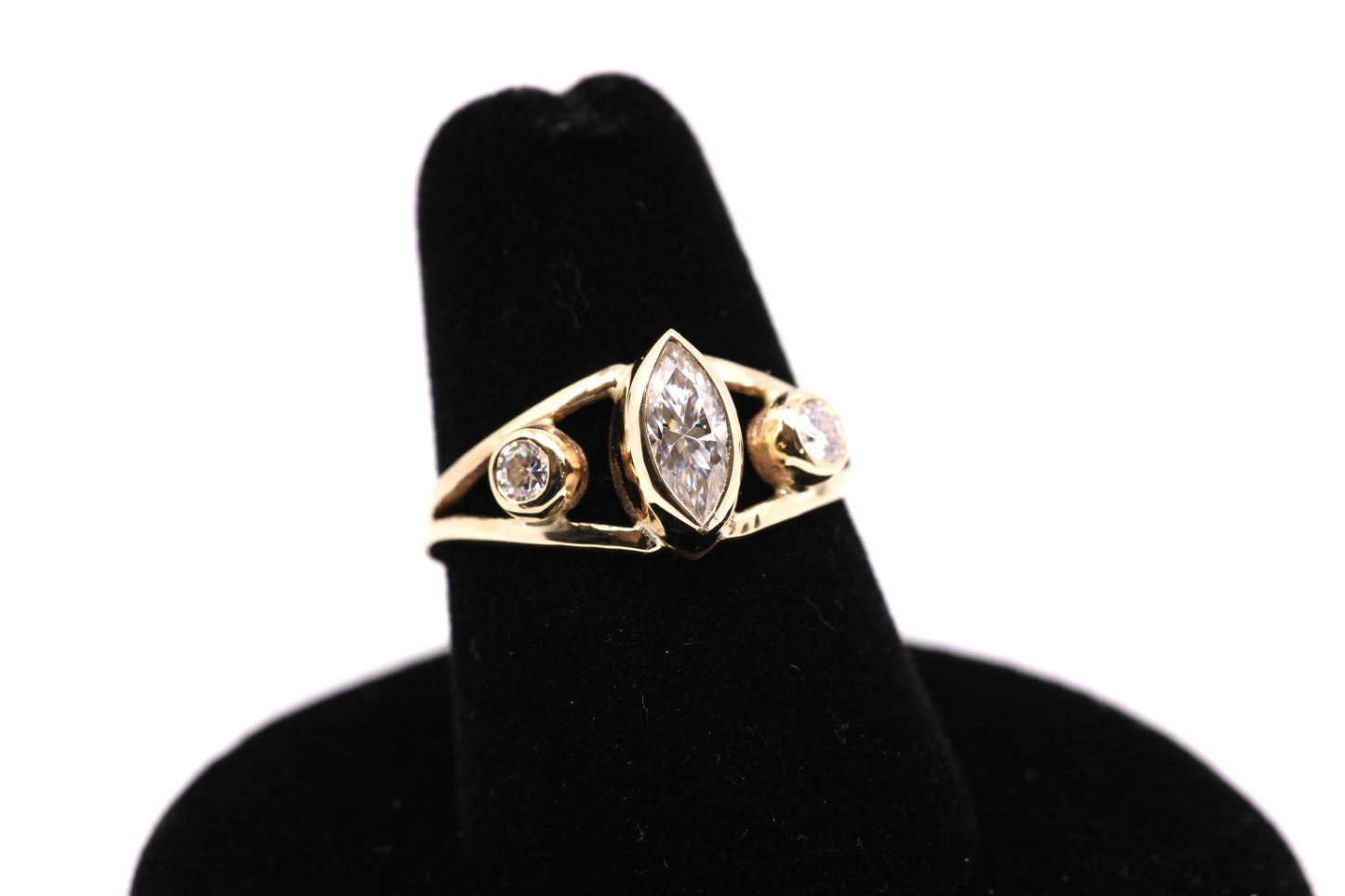 14k Gold Marquise Natural Diamond Engagement Ring: Split Band, .45ct TW