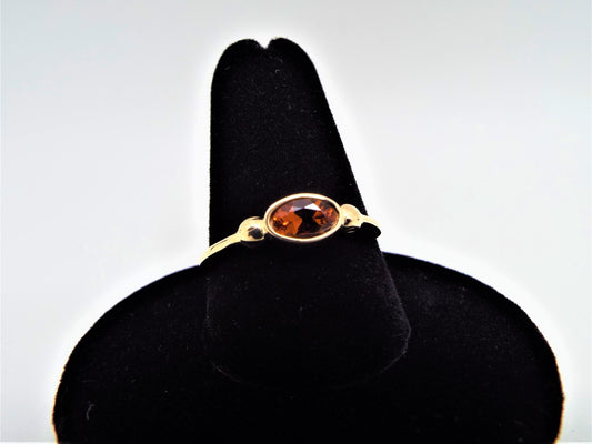 14k Gold Oval Fire Citrine Ring: November Birthstone