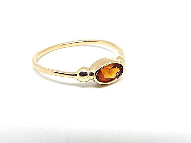 14k Gold Oval Fire Citrine Ring: November Birthstone
