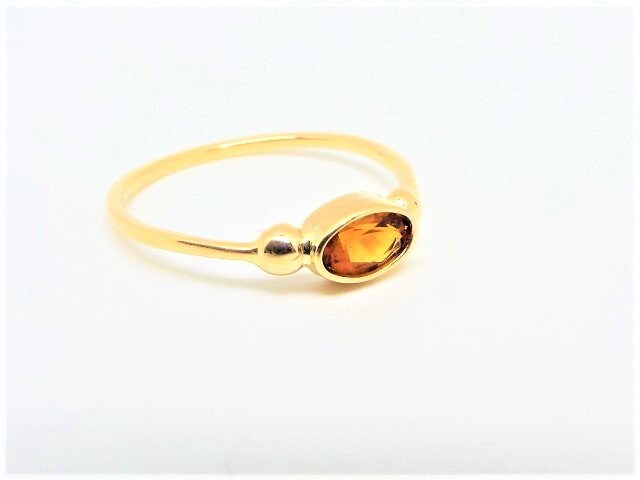 14k Gold Oval Fire Citrine Ring: November Birthstone
