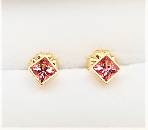 14k Gold Passion Pink Topaz Stud Earrings - October Birthstone