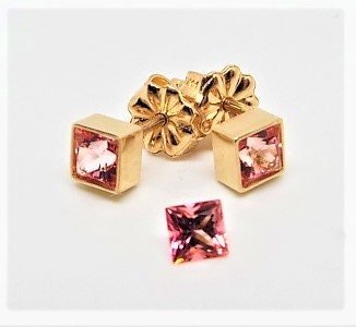 14k Gold Passion Pink Topaz Stud Earrings - October Birthstone