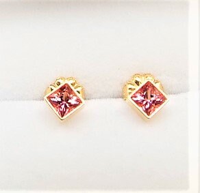 14k Gold Passion Pink Topaz Stud Earrings - October Birthstone