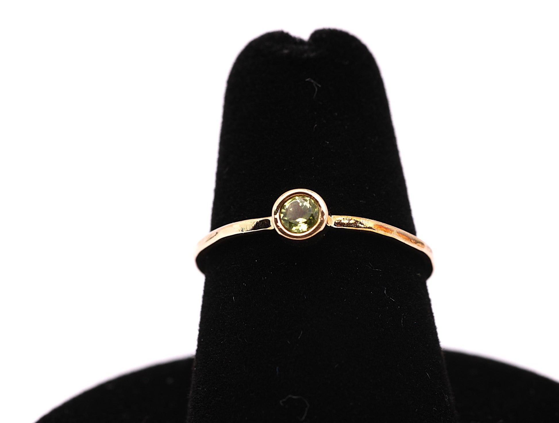 14k Gold Peridot Ring: August Birthstone Stacking Ring