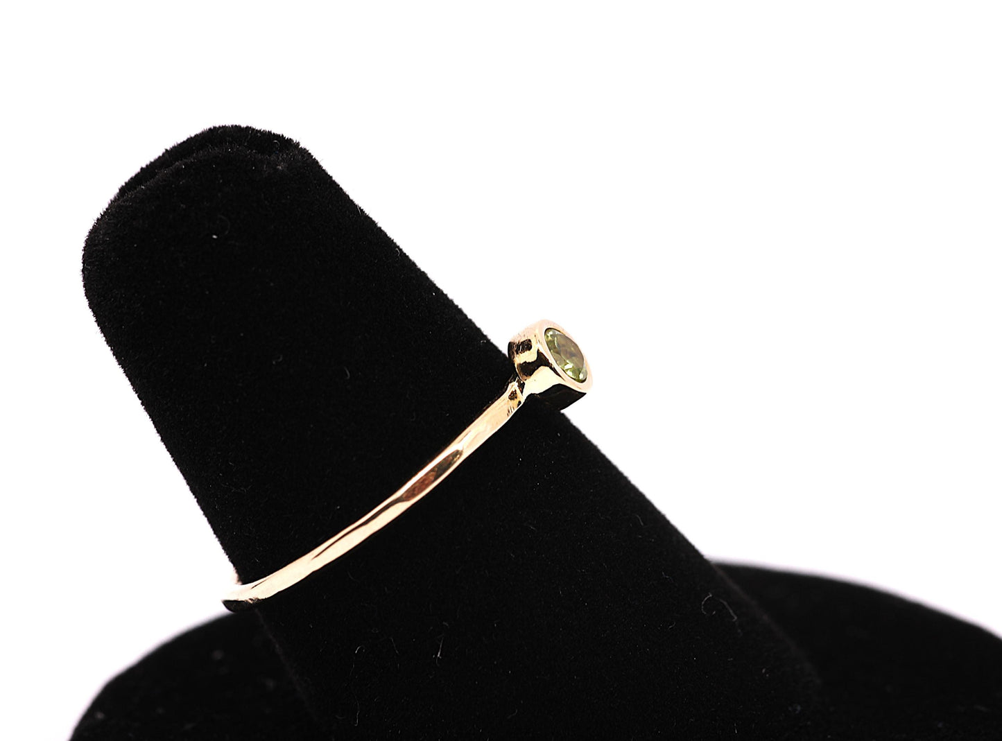 14k Gold Peridot Ring: August Birthstone Stacking Ring