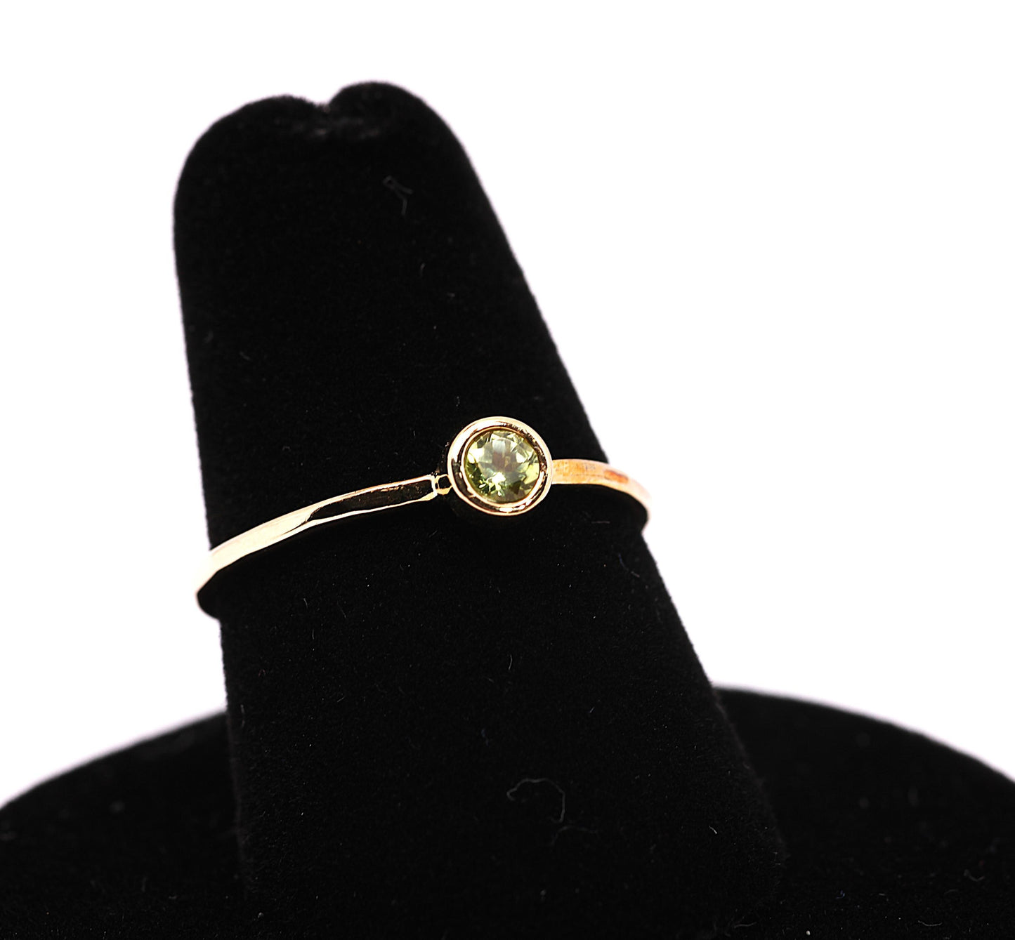 14k Gold Peridot Ring: August Birthstone Stacking Ring