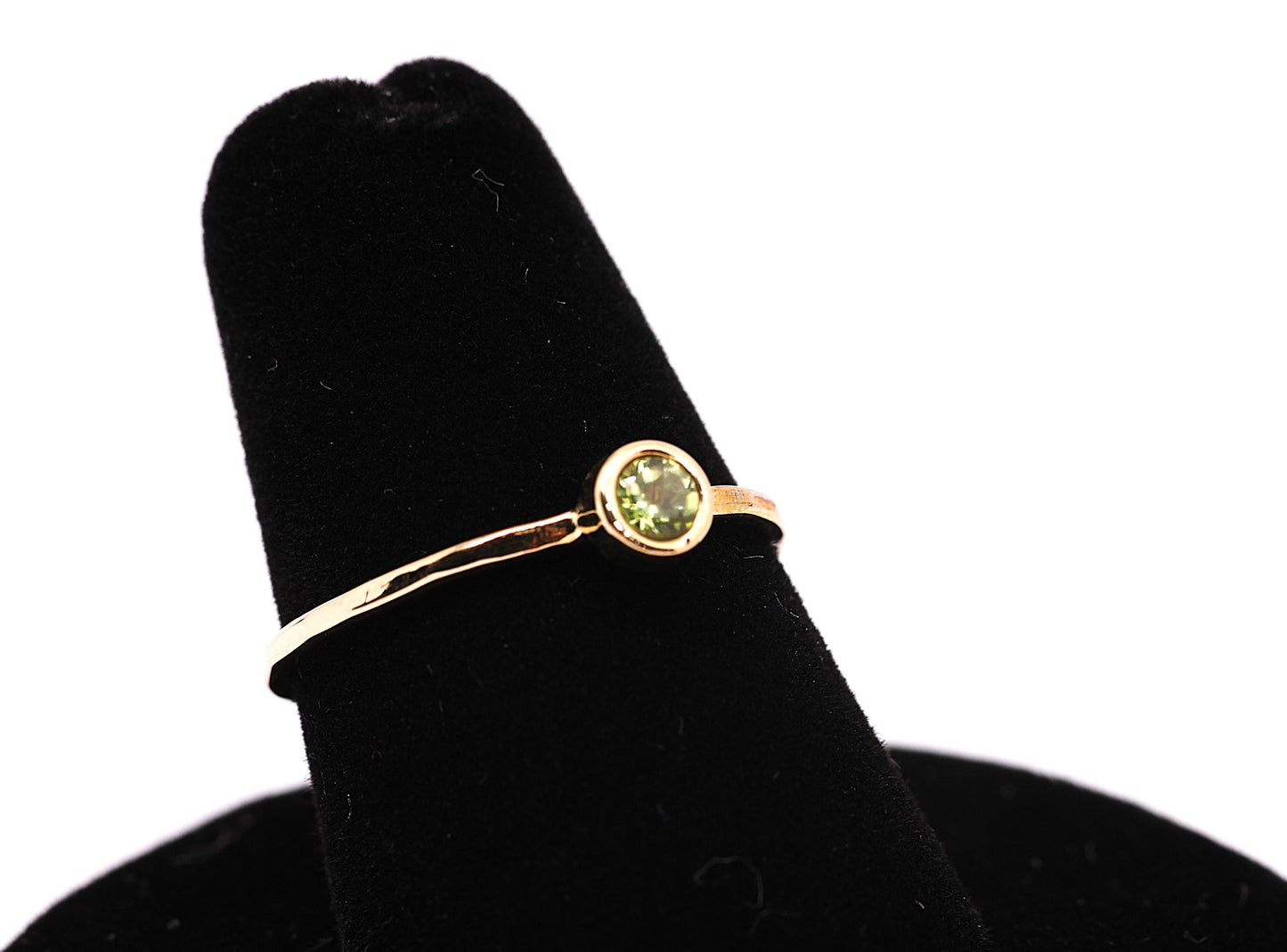 14k Gold Peridot Ring: August Birthstone Stacking Ring