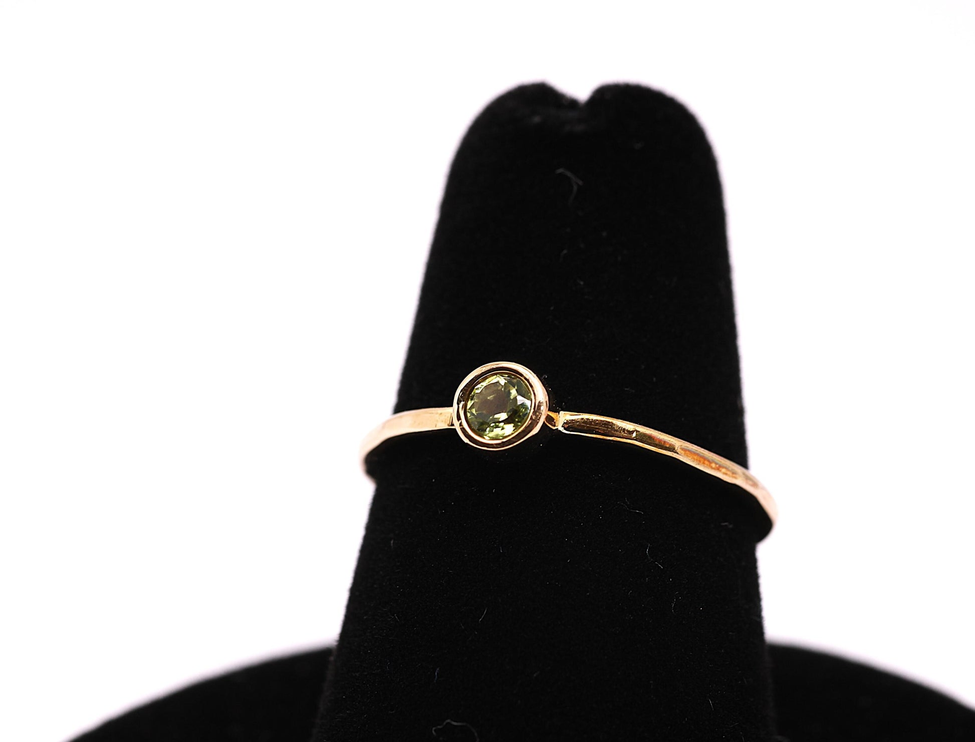 14k Gold Peridot Ring: August Birthstone Stacking Ring