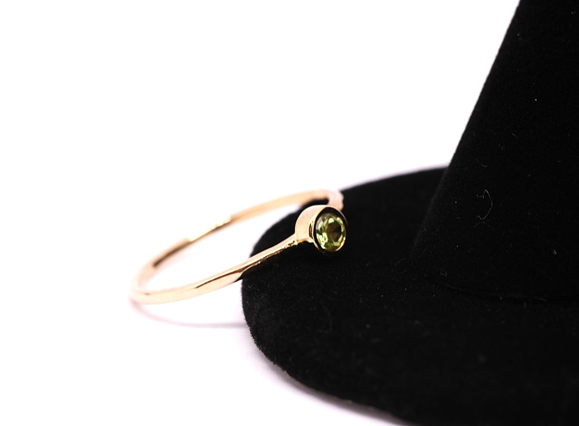 14k Gold Peridot Ring: August Birthstone Stacking Ring