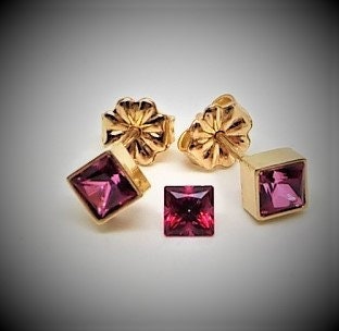 14k Gold Red Topaz Stud Earrings: December Birthstone
