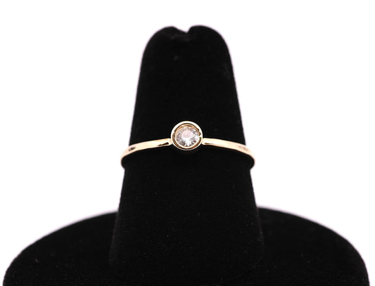 Dainty 14k Gold Diamond Solitaire Ring: Stacking Promise Ring