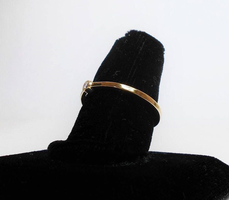 Dainty 14k Gold Diamond Solitaire Ring: Stacking Promise Ring